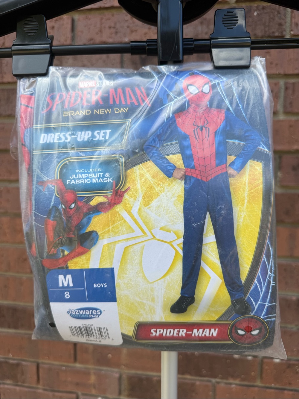 New Jazwares Marvel Spider-Man Costume Boys Size M 8 Jumpsuit & Mask Halloween